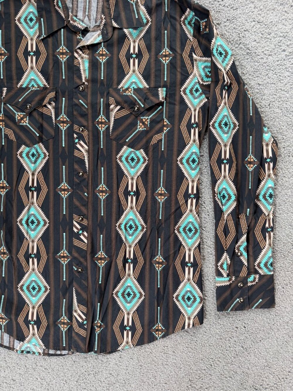 Rock & Roll Denim Aztec Western Pearl Snap Shirt XL Modern Fit Southwest Black - Picture 2 of 14